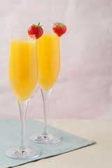 Mimosa cocktail and strawberries - 267563330