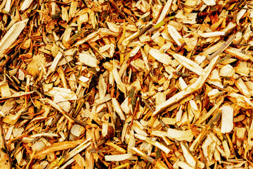 Decorative bark, mulch, mulching. Decorative wood chips.