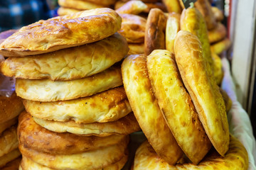Armenian lavash. Round white bread.