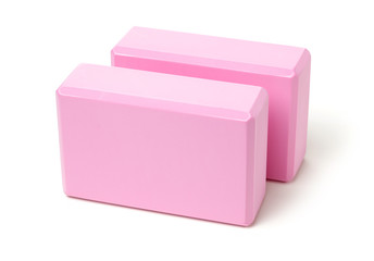 Yoga foam block on white background