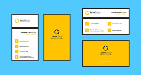 Double-sided creative business card template. Portrait and landscape orientation. Horizontal and vertical layout. Vector illustration