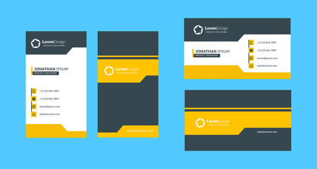 Double-sided creative business card template. Portrait and landscape orientation. Horizontal and vertical layout. Vector illustration