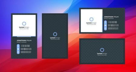 Double-sided creative business card template. Portrait and landscape orientation. Horizontal and vertical layout. Vector illustration