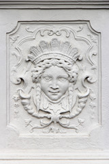 Plakat bas-relief on a base at the garden of the lower belvedere in Vienna (Austria)