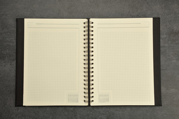 Open empty diary, note pad, ring binder