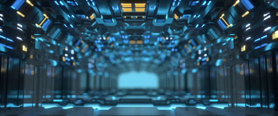 Futuristic technology tunnel abstract 3D render