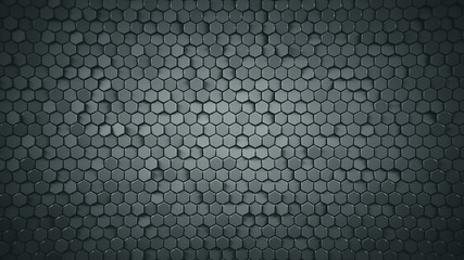 Geometric background with grey hexagons abstract 3D render