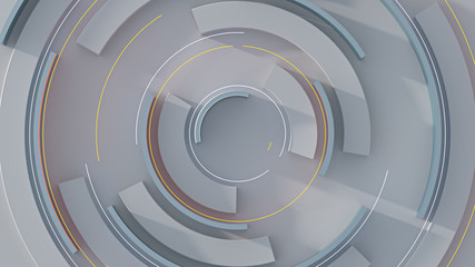 Rotating circle elements 3D rendering illustration