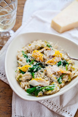 Risotto with smoked haddock, leeks and spinach