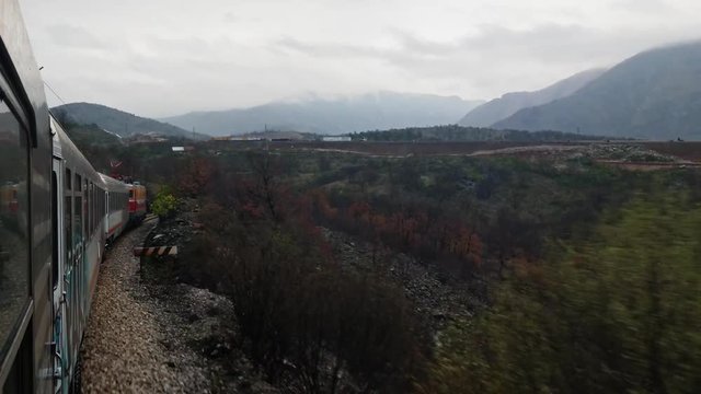 Looking out of a train traveling from Belgrade, Serbia to Bar, Montenegro.