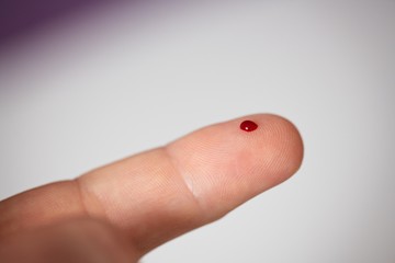 Drop of blood on finger