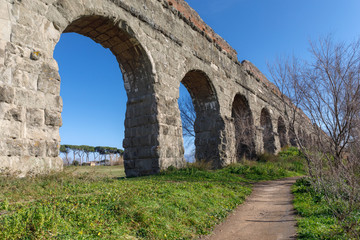 Fototapeta na wymiar Ancient Roman aqueduct, arches