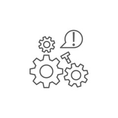 Industry flat, crash, damage, engine, gear, industry, repair, work icon