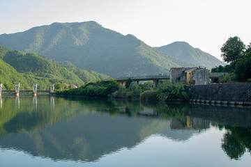 Fototapeta na wymiar Hydro electric dam on the Serchio River