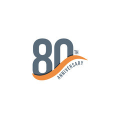 80 Year Anniversary Vector Template Design Illustration