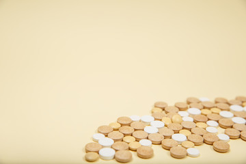 A photo of different medical tablets and pills