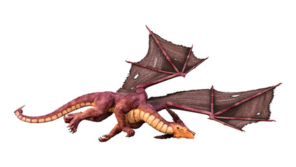 3D Rendering Fairy Tale Dragon on White