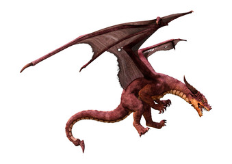 3D Rendering Fairy Tale Dragon on White