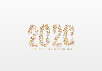 2020 New Year. Text of gems sparkles with bright rhinestones.
