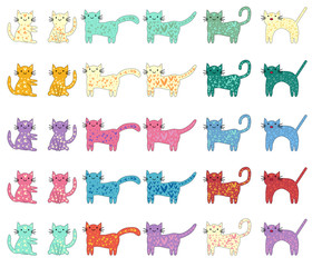 Cat different breeds set, cute pet animal Illustrations