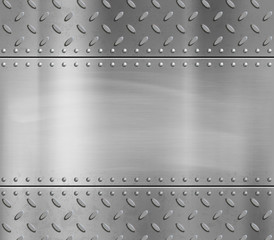 Metal blank polished plate with rivets and pattern