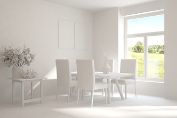 White kitchen. Scandinavian interior design. 3D illustration