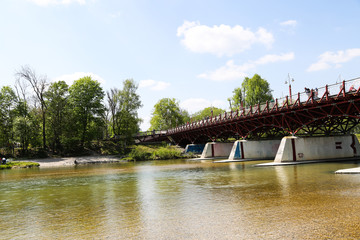 Thalkirchner bridge in Munich, Isar, Isarauen