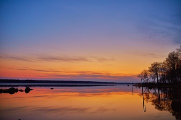 Sky sunset lake sea 