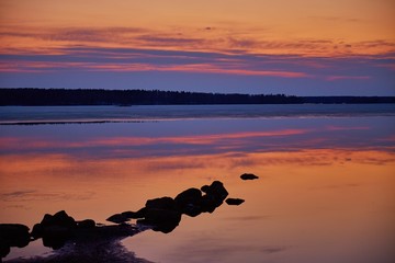 Fototapeta na wymiar Sky sunset lake sea