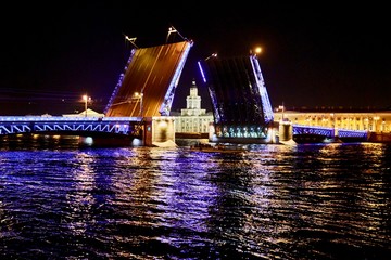 Fototapeta na wymiar Palace bridge russia saintpetersburg river neva