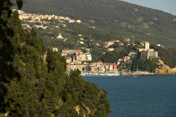 The town of Lerici and its castle overlooking the sea of Liguria.