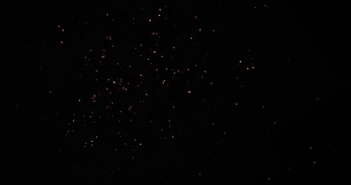 Explosion And Fireballs. Particles Moving Around. Slow Motion Footage 4K VFX Element
