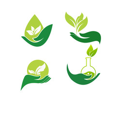 sprout in a hand sign of environmental protection, web icon. vec