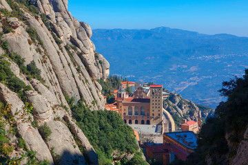 scenery of Montserrat monastery and mountains