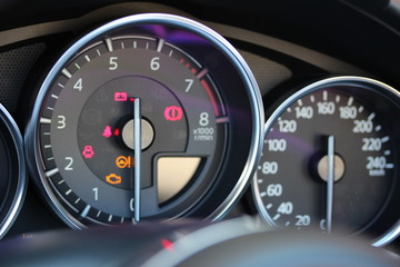 Fototapeta premium Car tachometer with warning lights