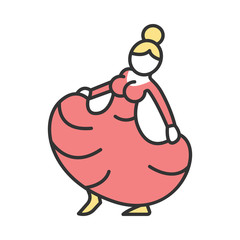 Mexican woman dancer color icon