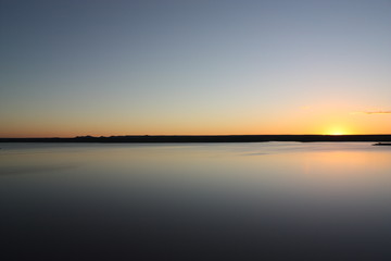 Fototapeta na wymiar Sunset over dam