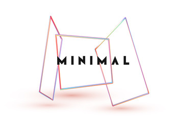 3d Rectangle shape objects. Minimal Abstract background with Gradient blue and pink color elements square frame levitation in space. Poster with realistic geometric volumetric shapes