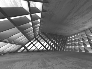 Obraz premium Dark concrete empty room. Modern architecture design