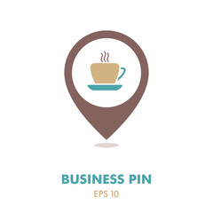 Coffee cup outline pin map icon. Business sign
