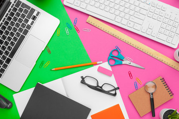 Creative minimal home office desk. Mock up