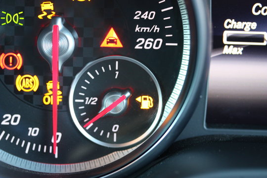 Fuel gauge and warning lights