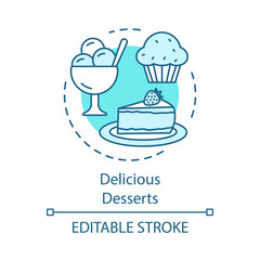 Delicious desserts concept icon
