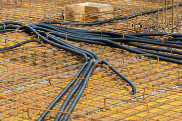Pipes for electrical network located on construction site