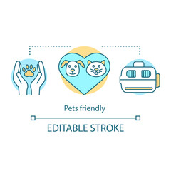 Pets friendly hotel concept icon