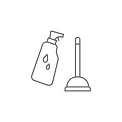 Cleaner, tools icon. Element of plumber icon. Thin line icon for website design and development, app development. Premium icon