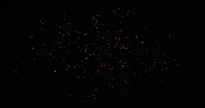 Explosion And Fireballs Burst. Particles Moving Around. 4K VFX Element Black Background