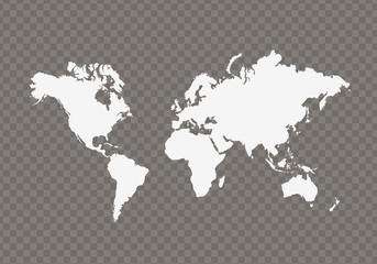 Fototapeta na wymiar Vector world map on transparent background. - Illustration