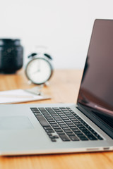 Freelance workplace with laptop