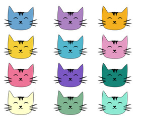 Cats, set of cute doodle. Sketch character handmade to Print T-shirts.